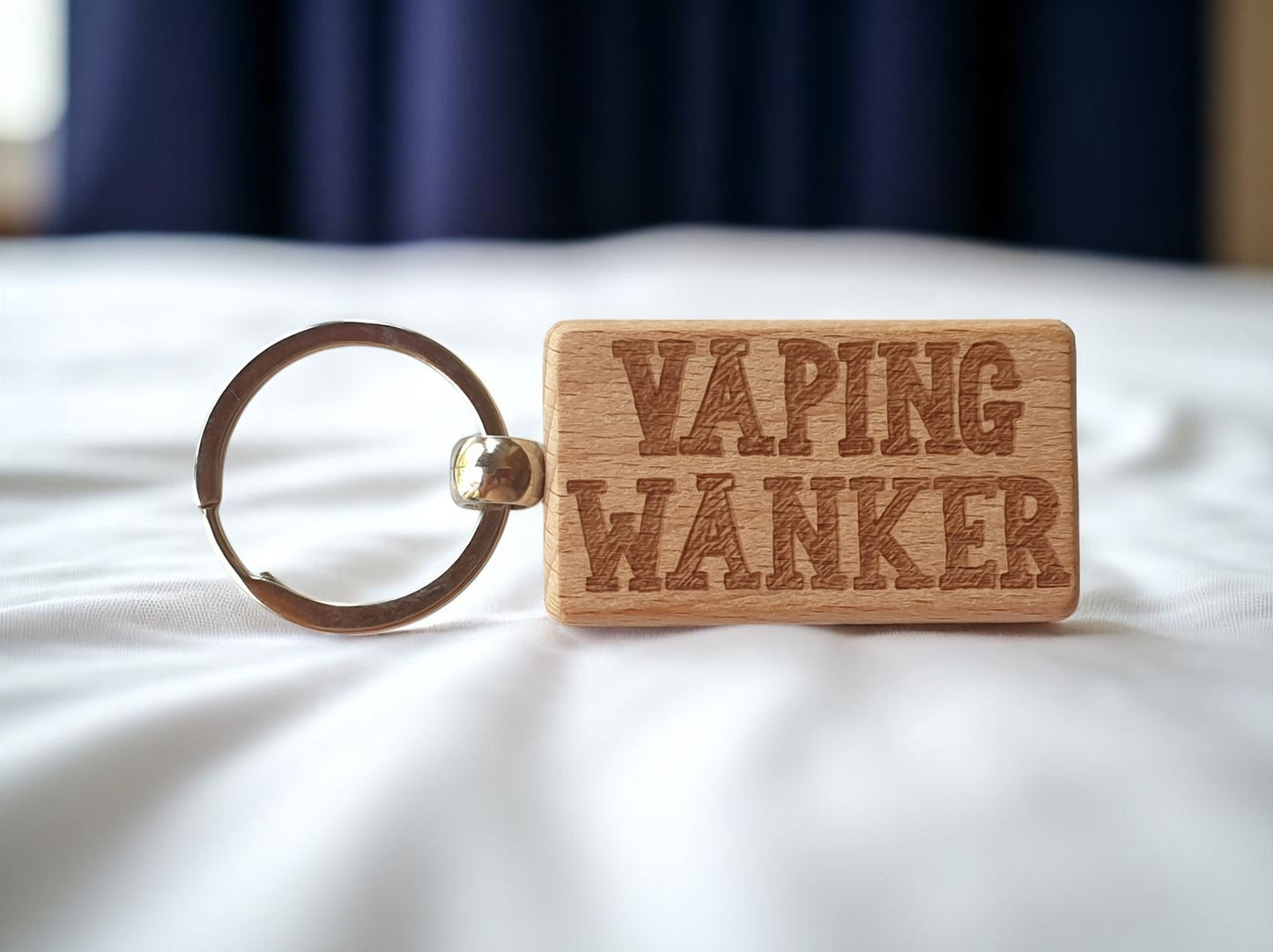 Vape Keyring Gift - Vaping Wanker - Cute Engraved Wooden Vaper Key Fob Fun Novelty Nice Custom Present