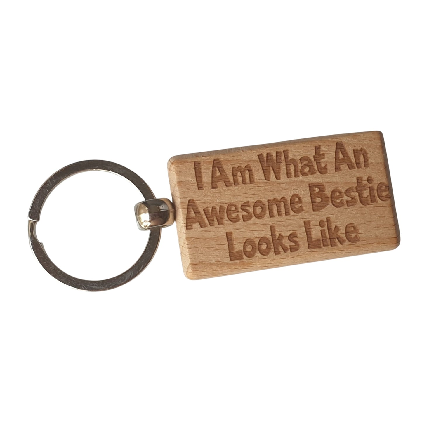 Best Friend Keyring Gift I Am What An Awesome Bestie Looks Like Engraved Wooden Key Fob Present