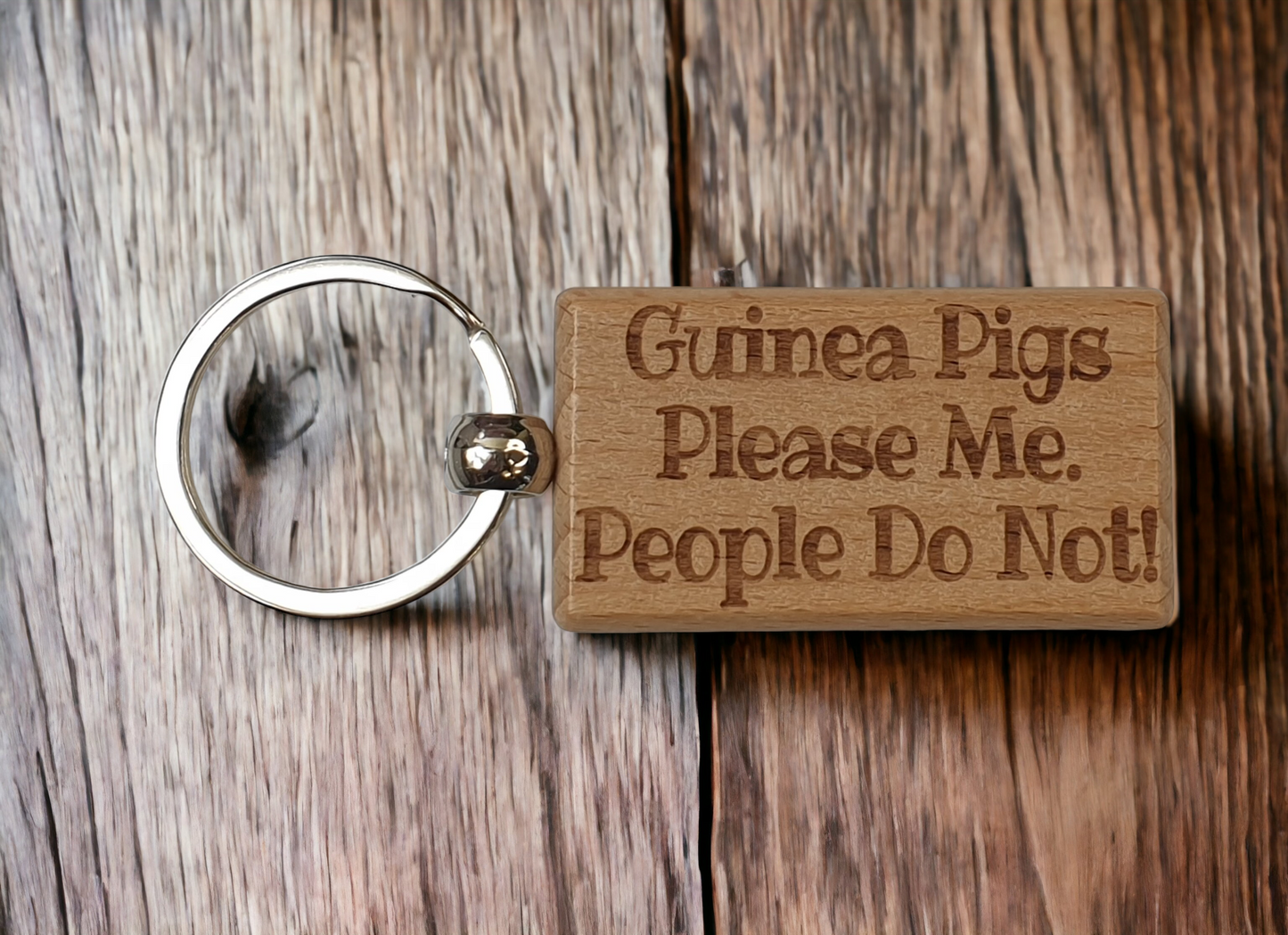 Guinea Pig Keyring Gift - Guinea Pigs Please Me People Do Not - Cute Engraved Wooden Key Fob Novelty Nice Custom Present