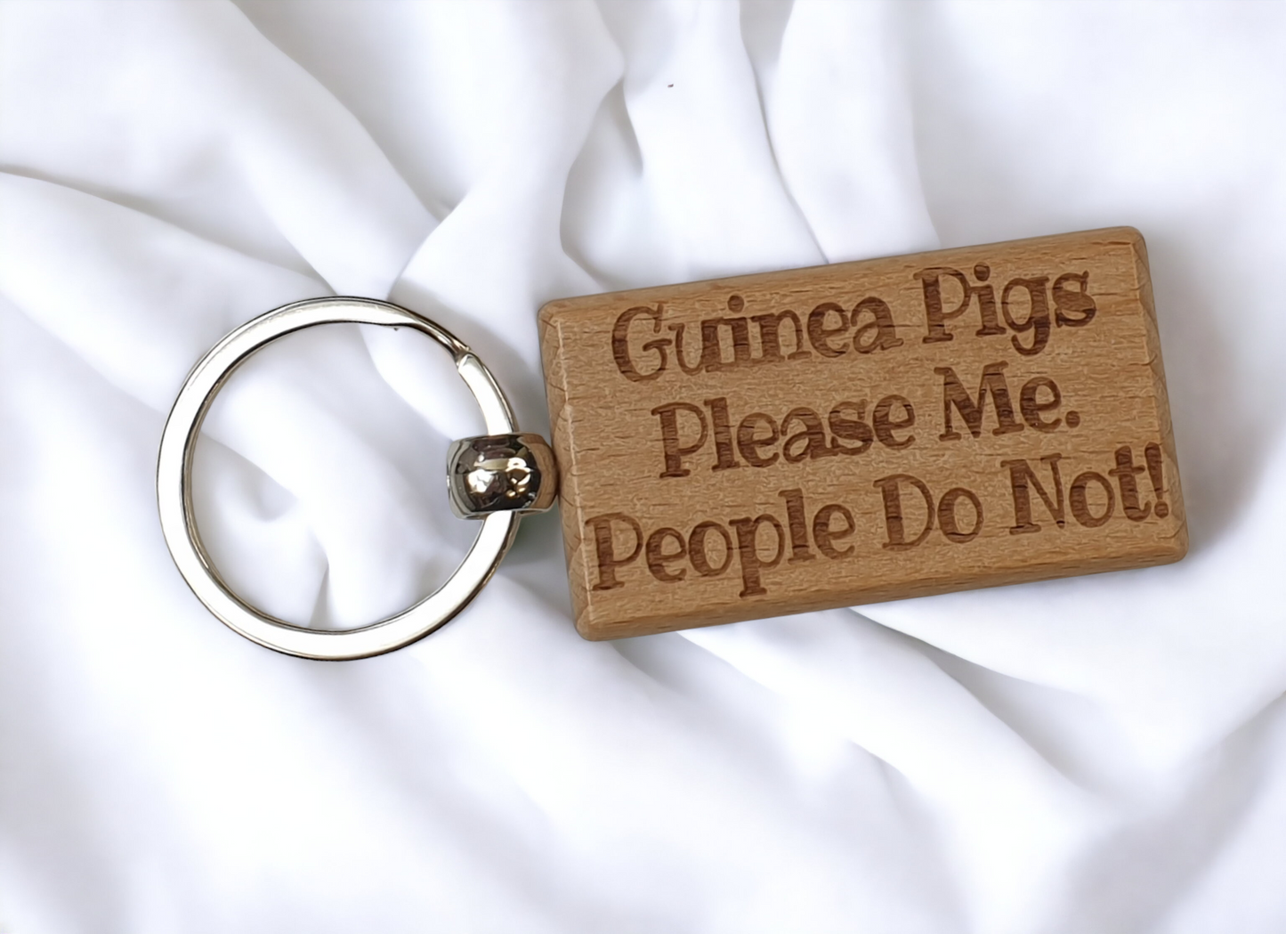 Guinea Pig Keyring Gift - Guinea Pigs Please Me People Do Not - Cute Engraved Wooden Key Fob Novelty Nice Custom Present