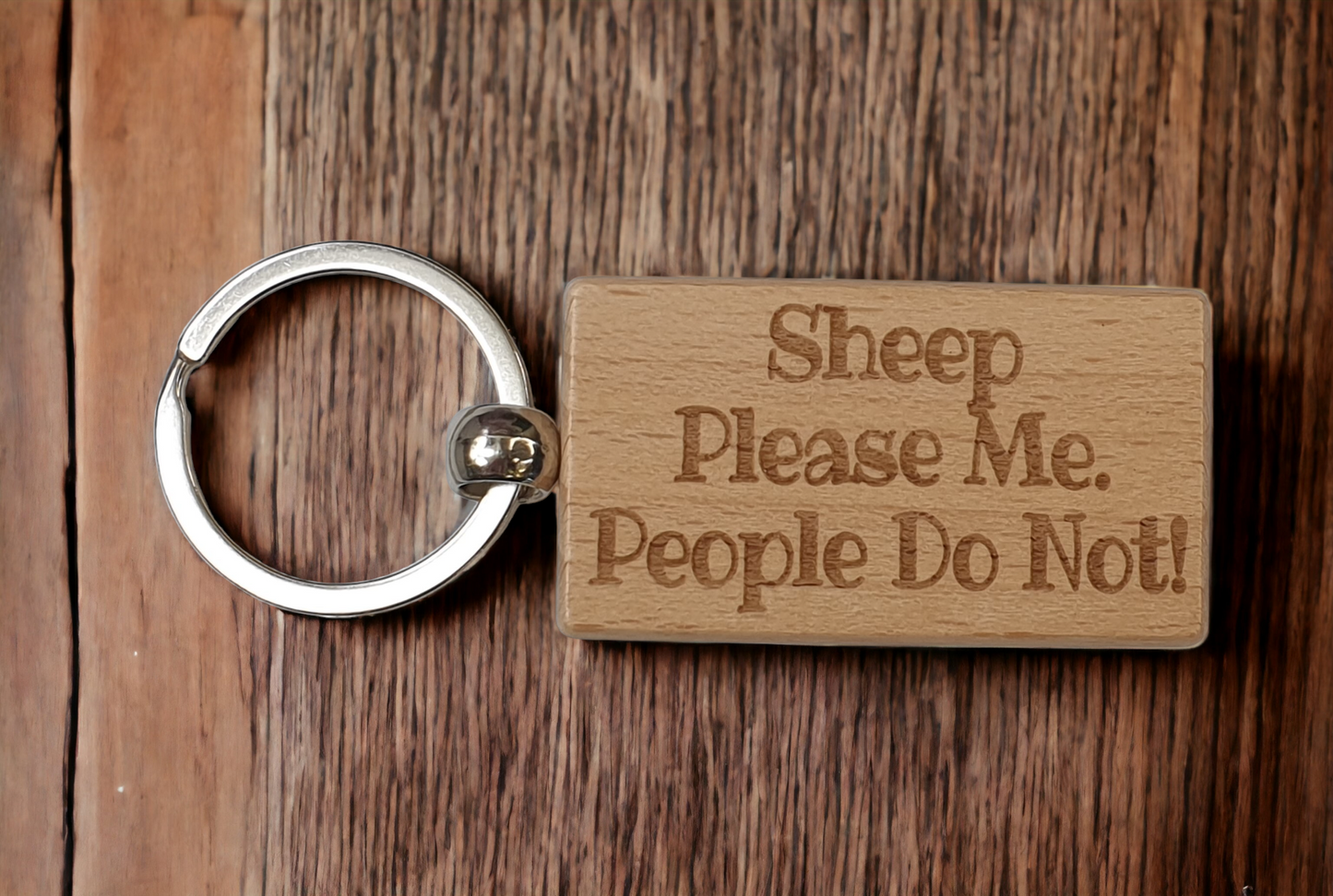Sheep Keyring Gift - Sheep Please Me People Do Not - Nice Cute Engraved Wooden Key Chain Fob Novelty Nice Custom Gift