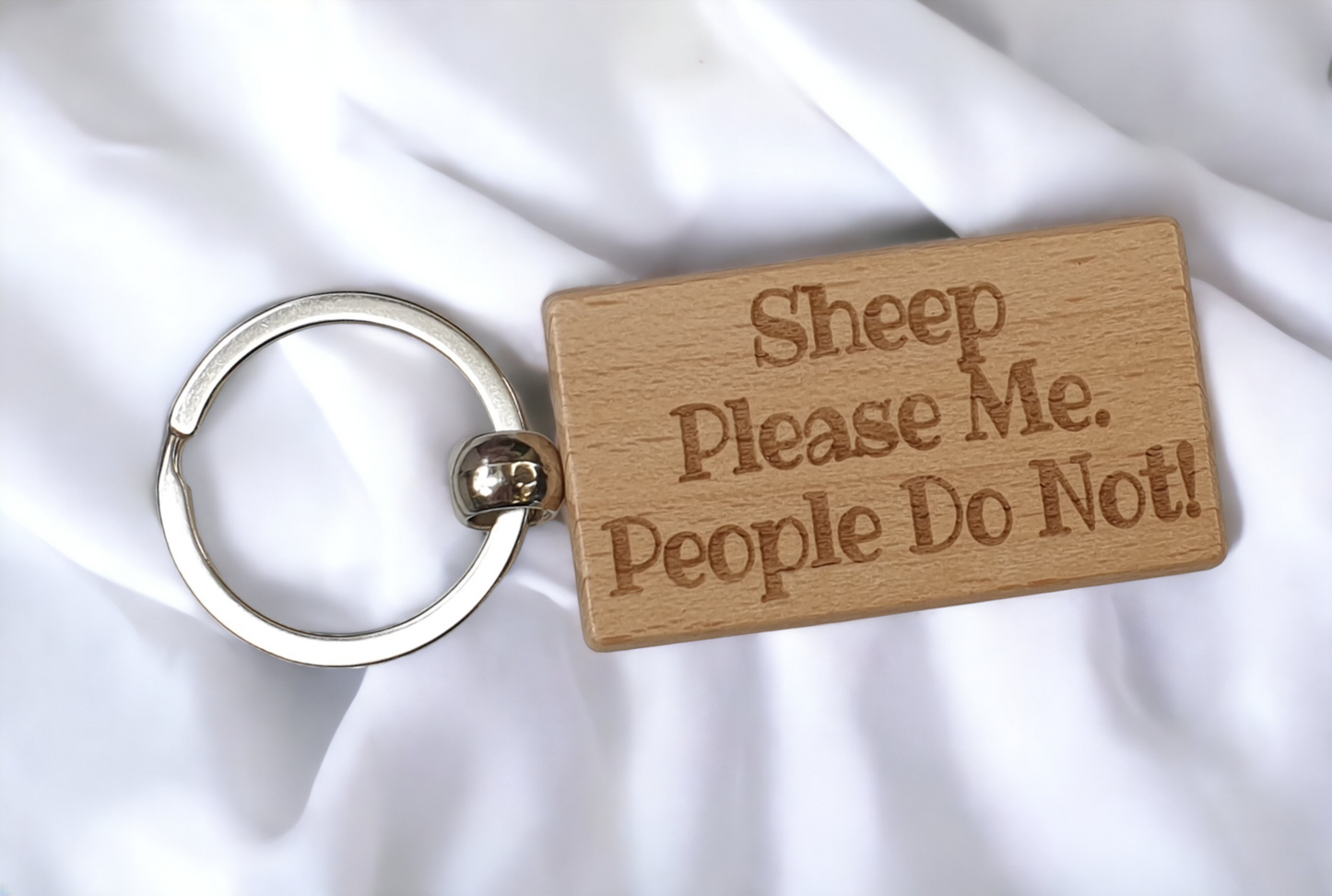 Sheep Keyring Gift - Sheep Please Me People Do Not - Nice Cute Engraved Wooden Key Chain Fob Novelty Nice Custom Gift