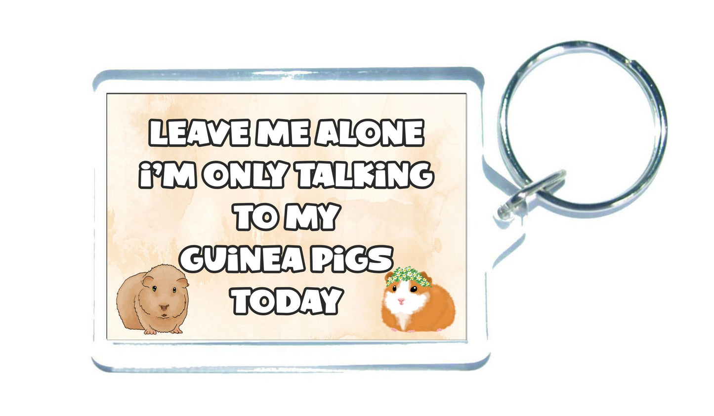 Guinea Pig Keyring Gift - Leave Me Alone I'm Only Talking To My Guinea Pigs Today - Fun Cute Novelty Animal Present