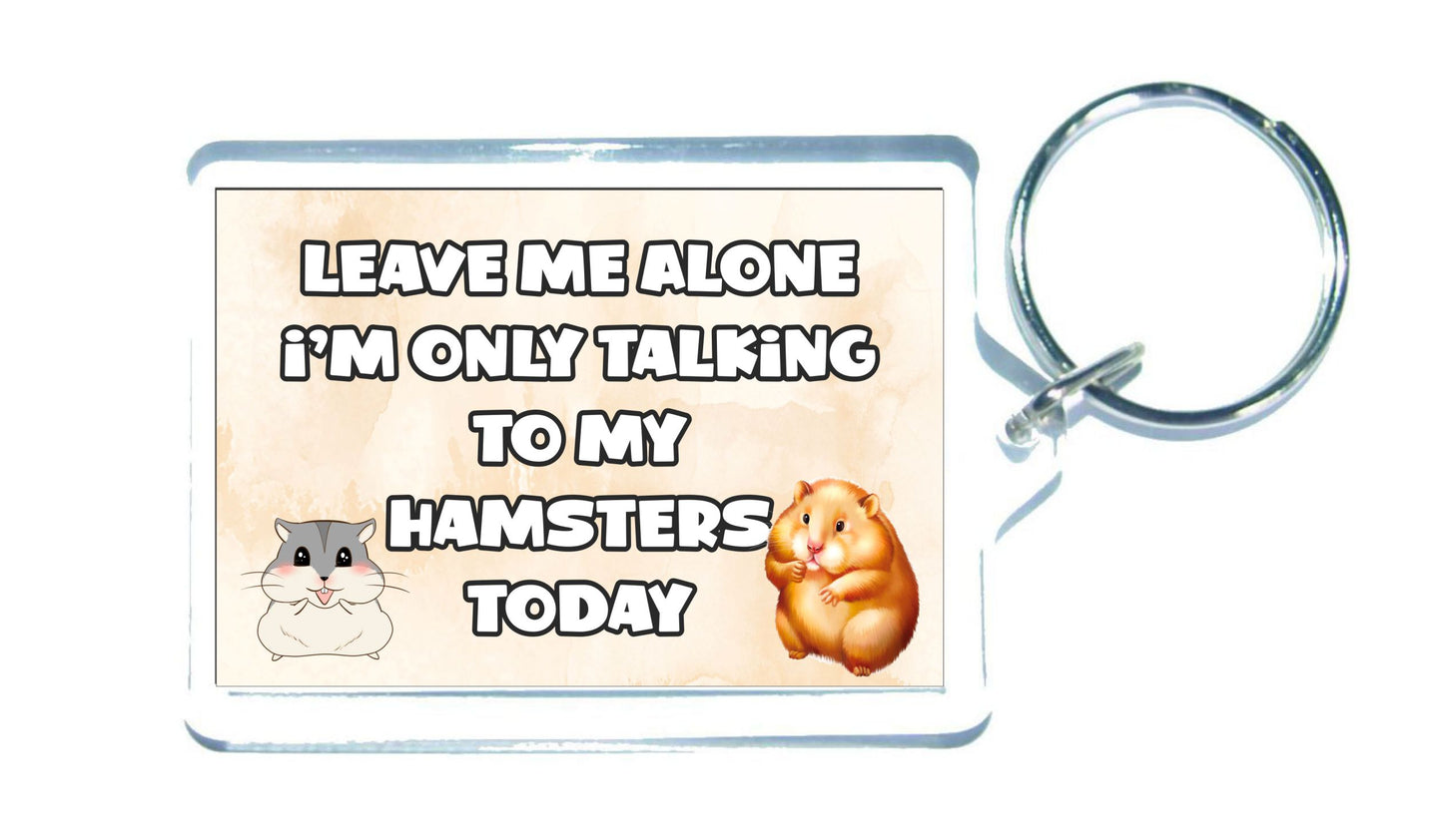 Hamster Keyring Gift - Leave Me Alone I'm Only Talking To My Hamsters Today - Fun Cute Novelty Animal Present