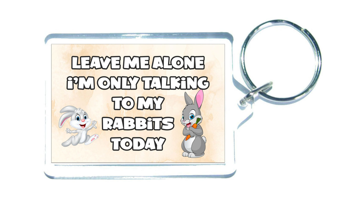 Rabbit Keyring Gift - Leave Me Alone I'm Only Talking To My Rabbits Today - Fun Cute Novelty Animal Present