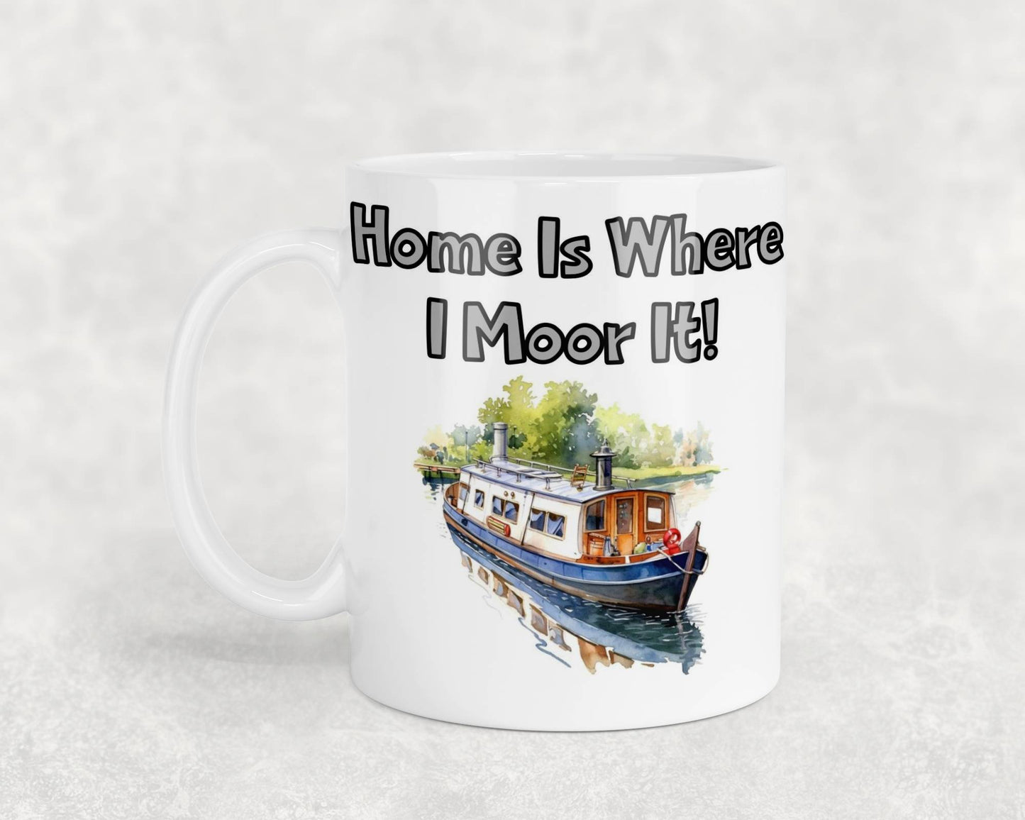 Narrowboat Mug Gift Home Is Where I Moor It Novelty Cute Canal Boat Funny Holiday Travel Boating Vacation Present