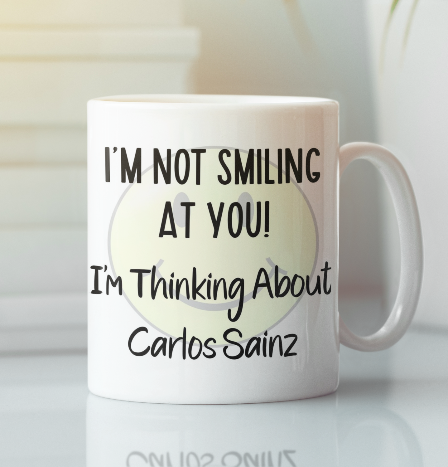 Carlos Sainz Mug Gift I'm Not Smiling at You I'm Thinking About Nice Cute Novelty F1 Driver Fan Cup