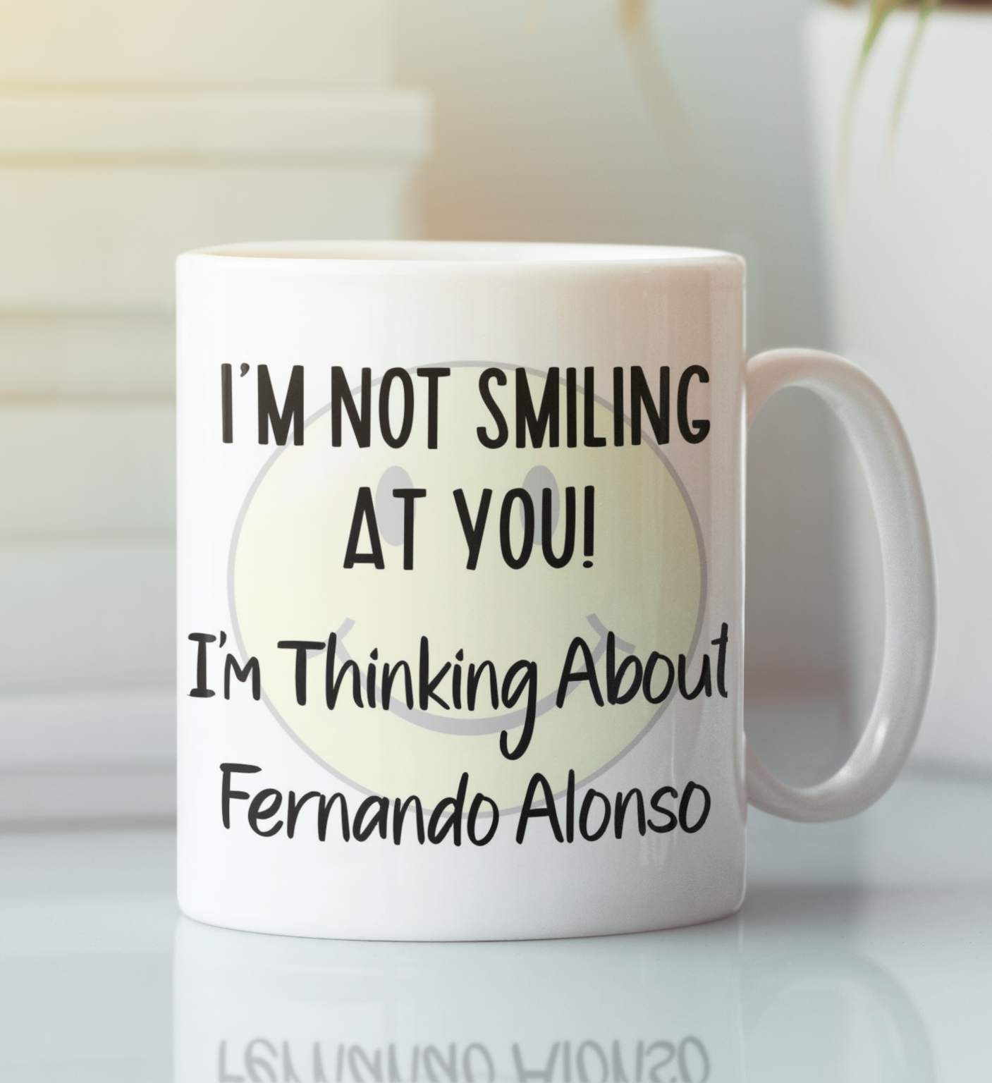 Fernando Alonso Mug Gift I'm Not Smiling at You I'm Thinking About Nice Cute Novelty F1 Driver Fan Cup