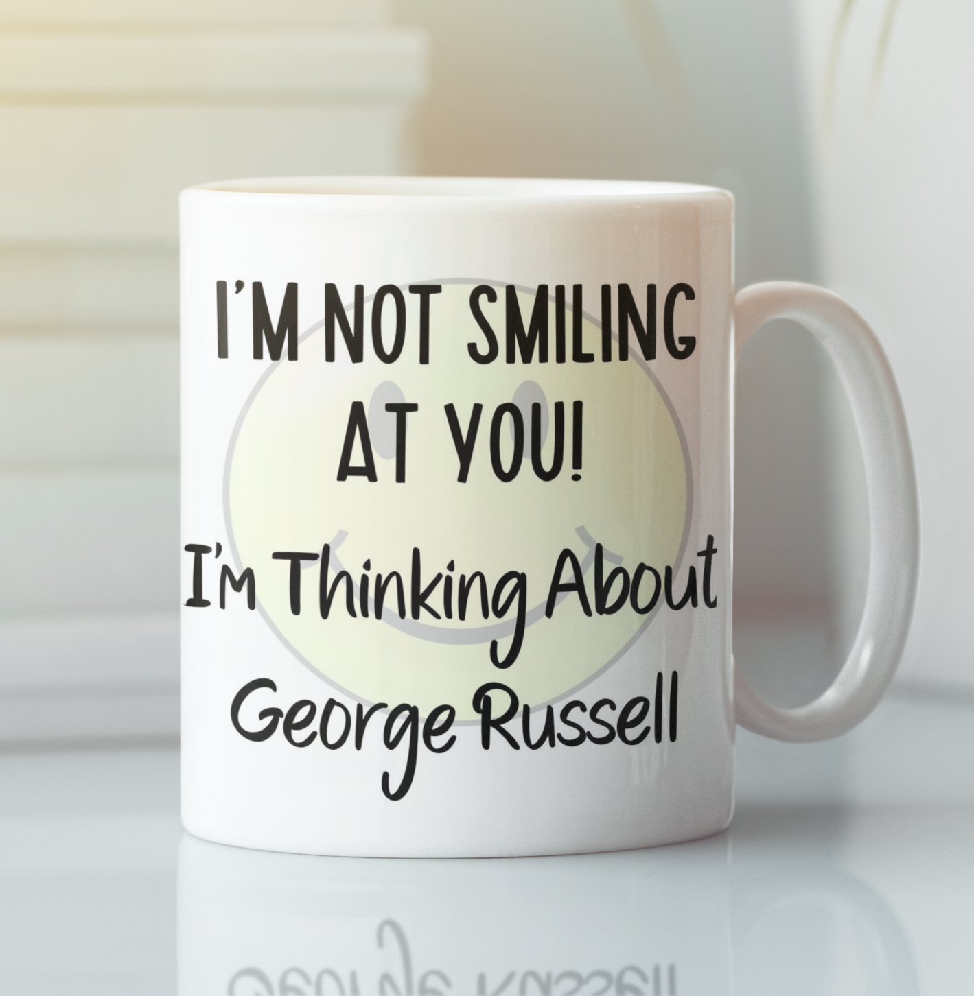 George Russell Mug Gift I'm Not Smiling at You I'm Thinking About Nice Cute Novelty F1 Driver Fan Cup