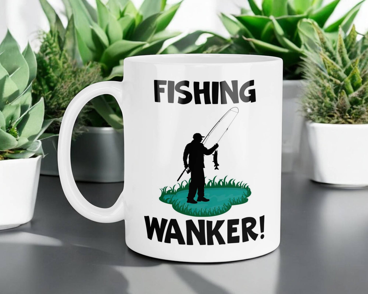 Fishing Wanker Mug Gift Novelty Cute Rude Funny Angling Angler Hobby Present