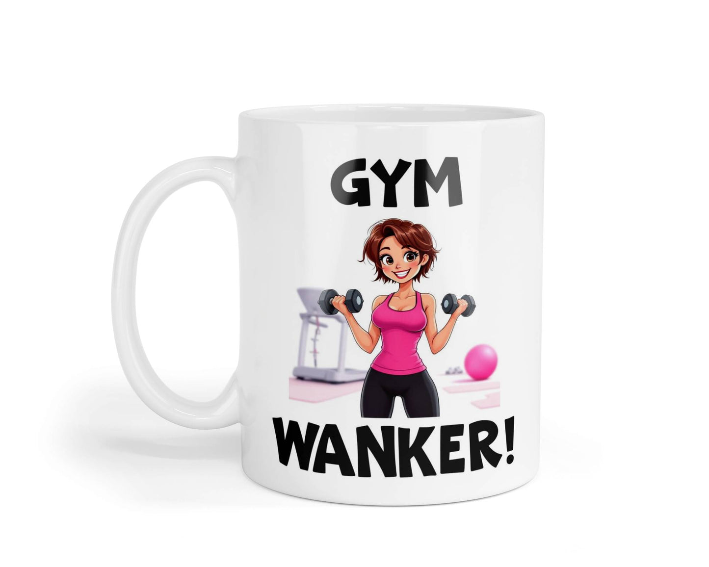 Gym Wanker Mug Gift Novelty Cute Rude Funny Woman Female Fitness Hobby Present