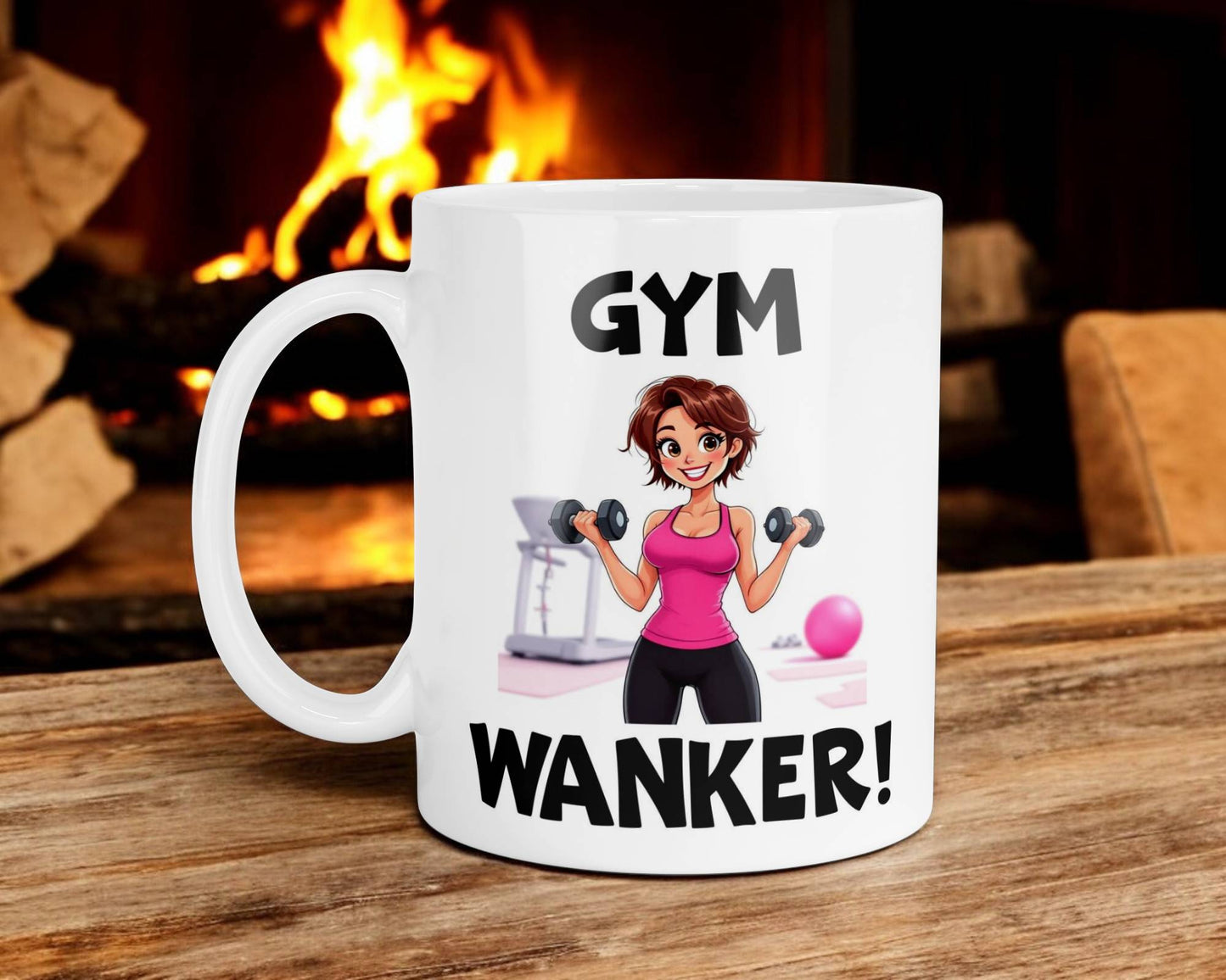 Gym Wanker Mug Gift Novelty Cute Rude Funny Woman Female Fitness Hobby Present
