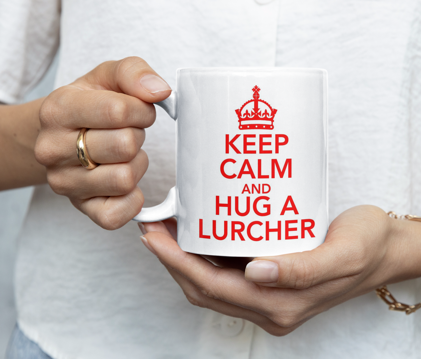 Lurcher Dog Mug Gift - Keep Calm And Hug A Lurcher - Fun Cute Novelty Cup Present