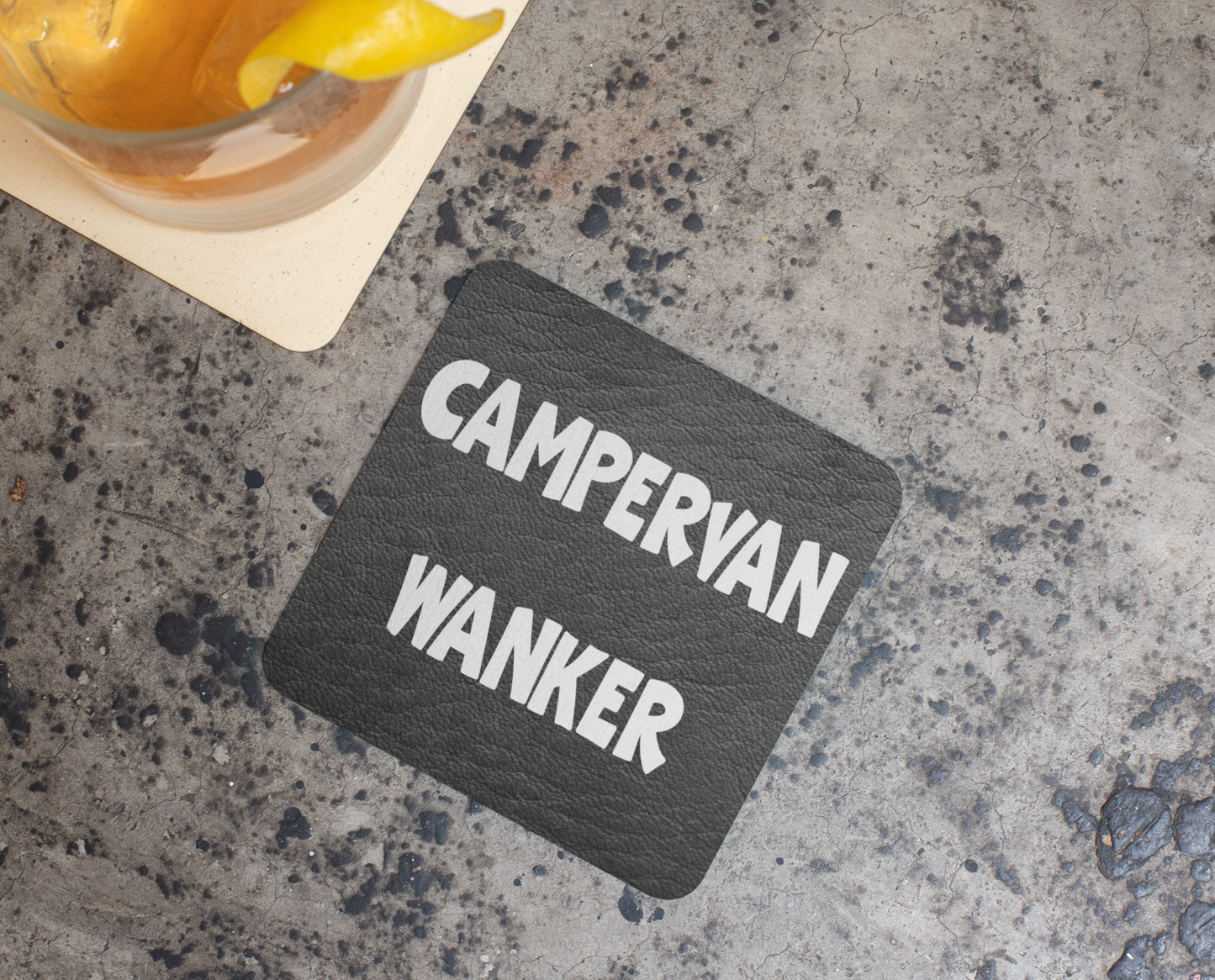 Camping Coaster Gift - Campervan Wanker - Funny Cheeky Rude Cute Novelty Present