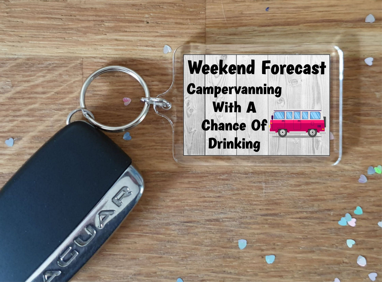 Campervan Keyring - Campervanning With A Chance Of Drinking - Fun Cute Cheeky Birthday Novelty Present