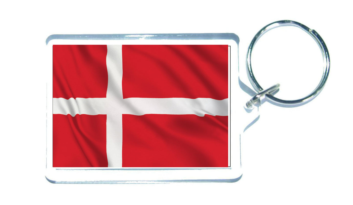 Denmark Flag Keyring Gift - Cute Danish Novelty Key Fob - Birthday Present