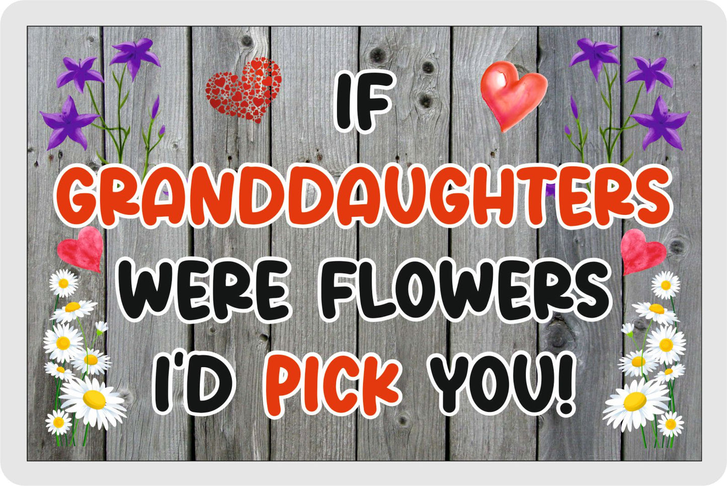 Granddaughter Fridge Magnet - If Granddaughters were Flowers I'd Pick You - Novelty Love Gift - Fun Birthday Christmas Present