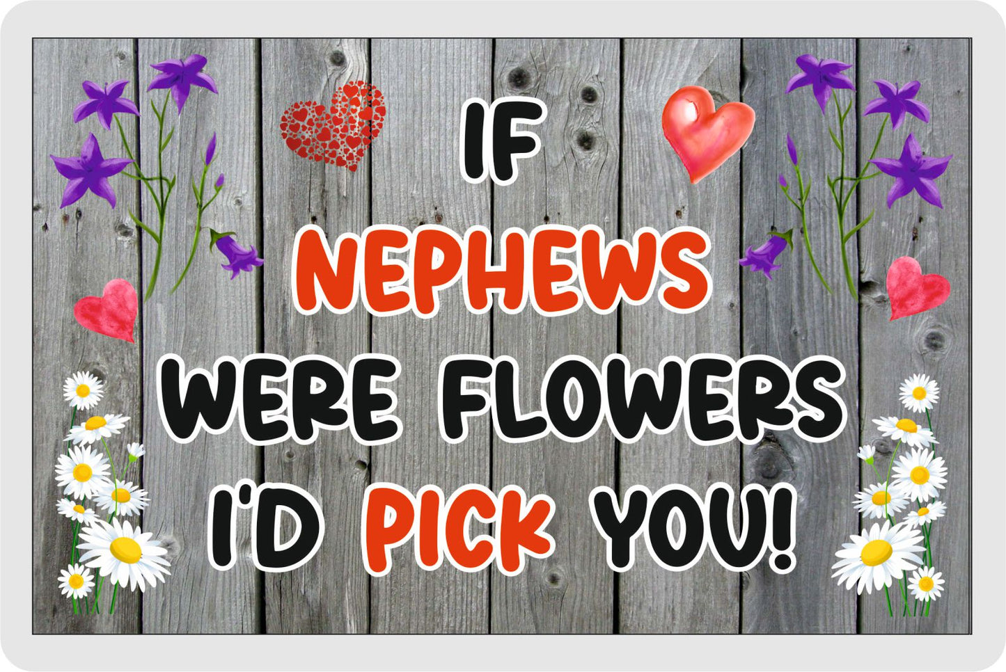 Nephew Fridge Magnet - If Nephews were Flowers I'd Pick You - Novelty Love Gift - Fun Birthday Christmas Present