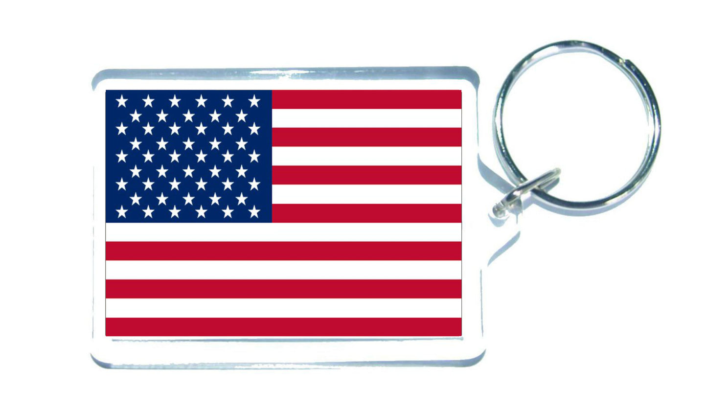 American Flag Keyring Gift - Cute United States of America ( USA) Novelty Key Fob - Birthday Present