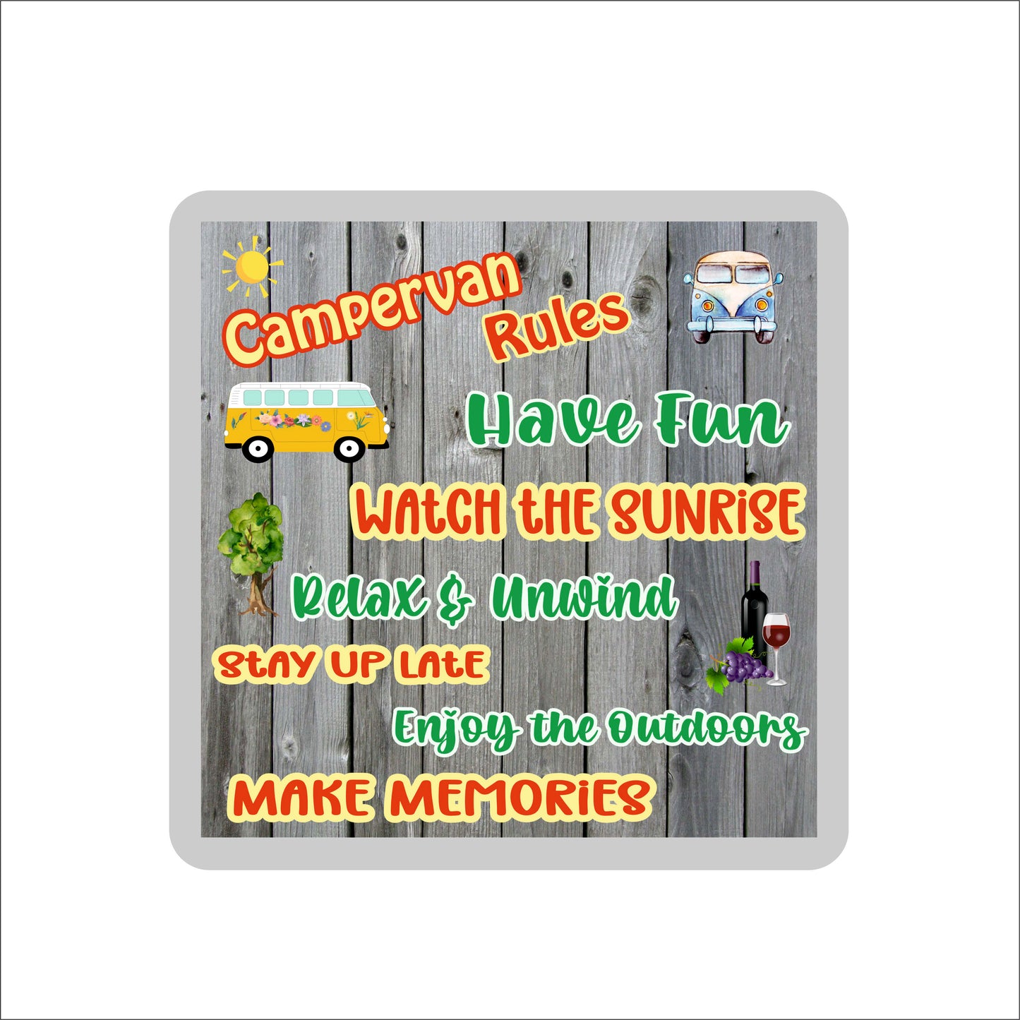 Campervan Coaster - Campervan Rules - Fun Novelty Birthday Gift