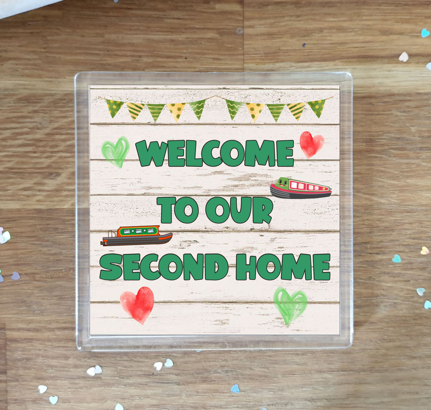 Narrowboat Coaster Gift - Welcome To Our Second Home - Nice Fun Cute Novelty Present
