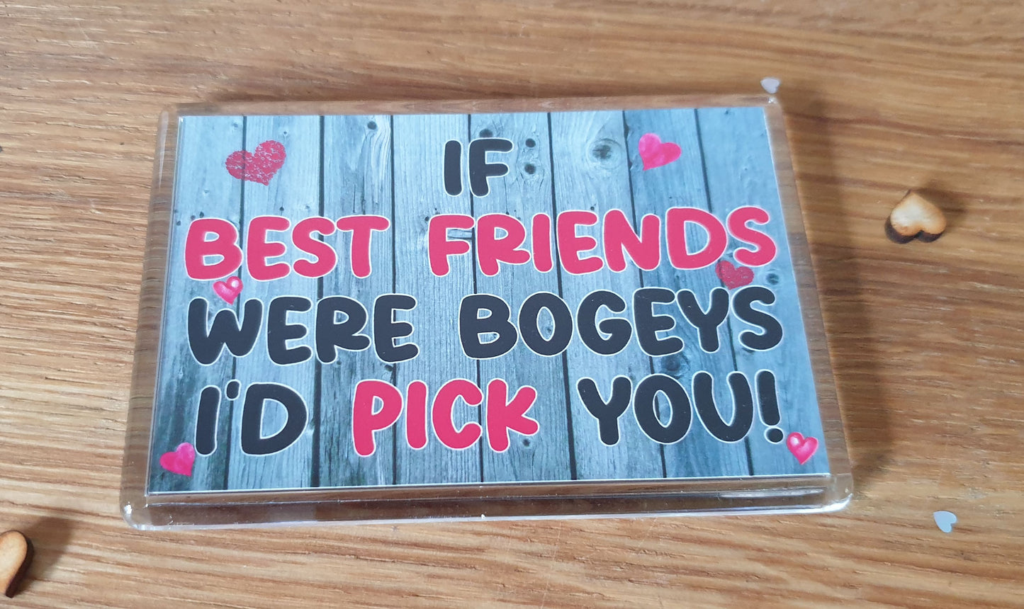 Best Friend Fridge Magnet - If Best Friends Were Bogeys I'd Pick You - Funny Rude Cheeky Cute Novelty Present