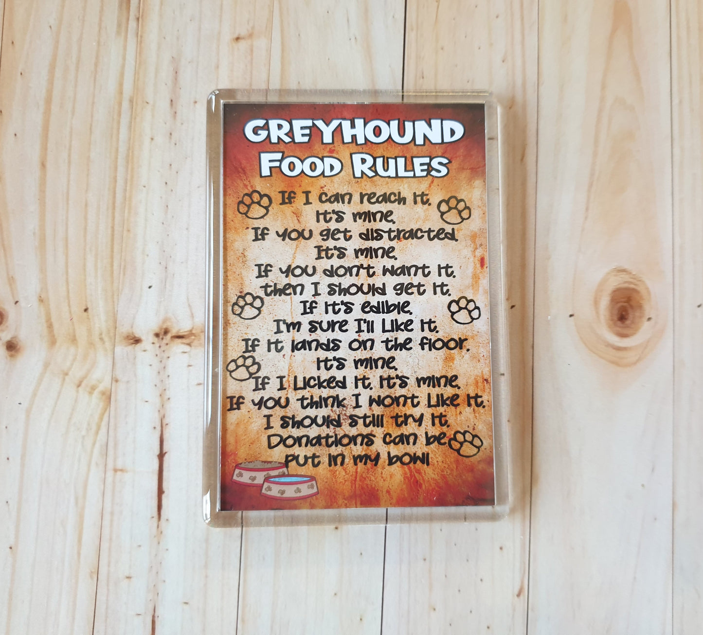 Greyhound Fridge Magnet Gift - Greyhound Food Laws - Funny Cute Pet Lover Xmas Birthday Present