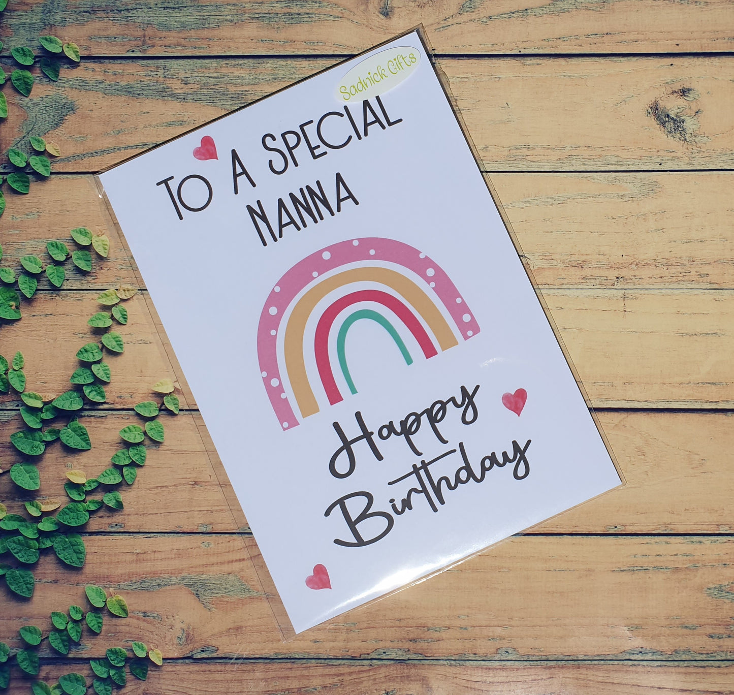 Nanna Birthday Card - To A Special Nanna - Rainbow - Nice Cute Novelty Greeting Card
