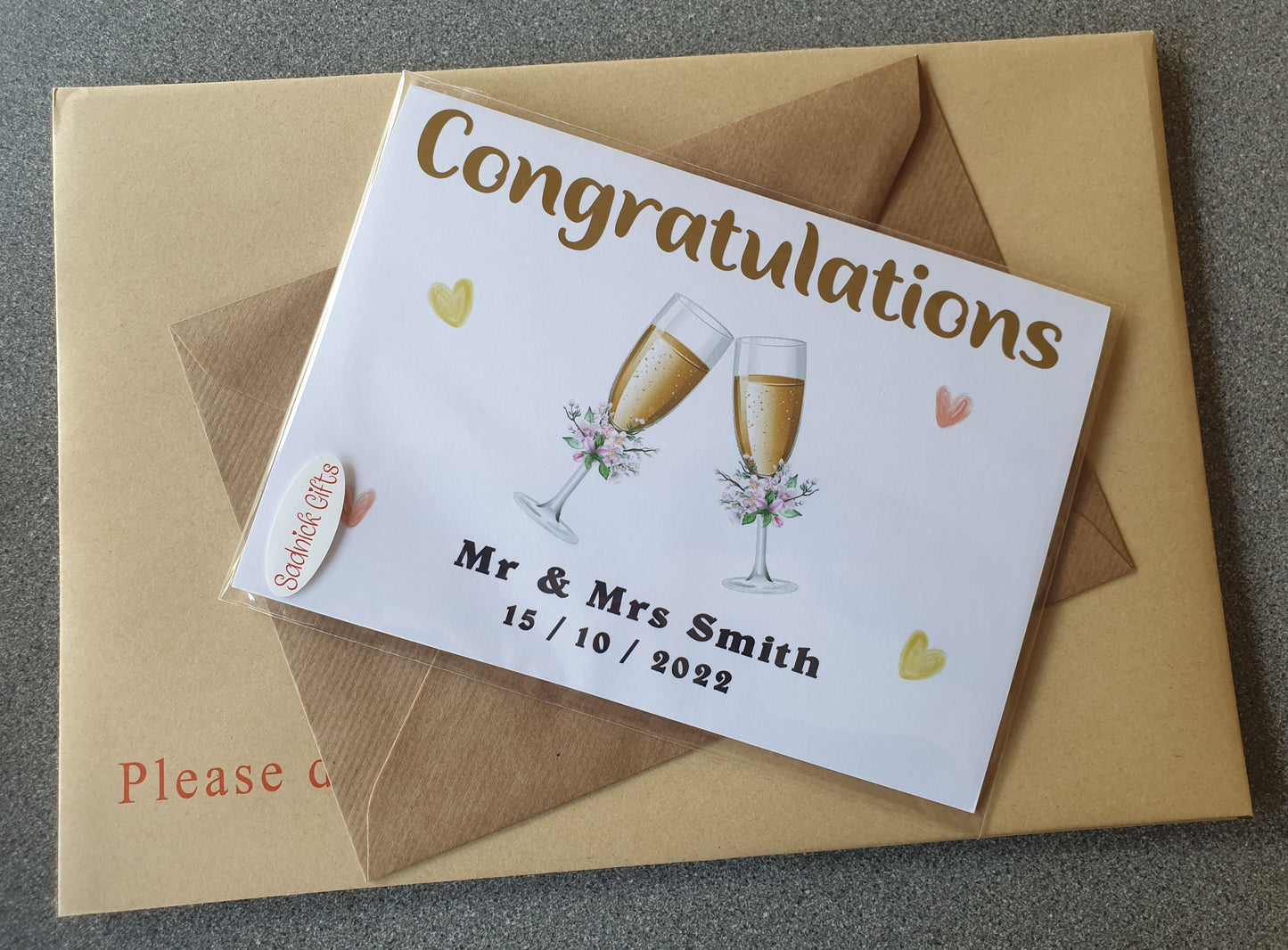 Wedding Day Card - Vinyl Congratulations Mr & Mrs - Nice Cute Novelty Greetings Card Add Name and Date