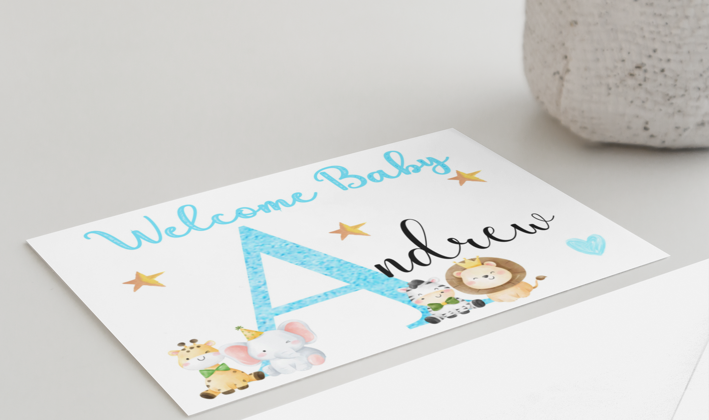 Newborn Card - Welcome Baby - Blue Version - Nice Cute Novelty Greeting Card