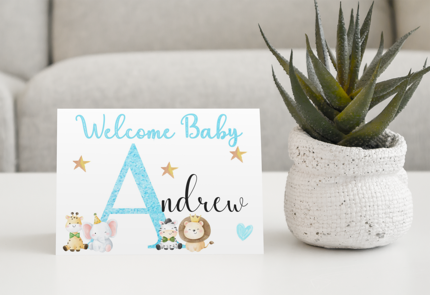 Newborn Card - Welcome Baby - Blue Version - Nice Cute Novelty Greeting Card