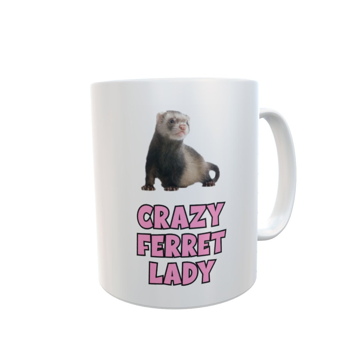 Ferret Mug Gift - Crazy Ferret Lady - Nice Cute Funny Novelty Pet Owner Lover Fan Ceramic Cup Present