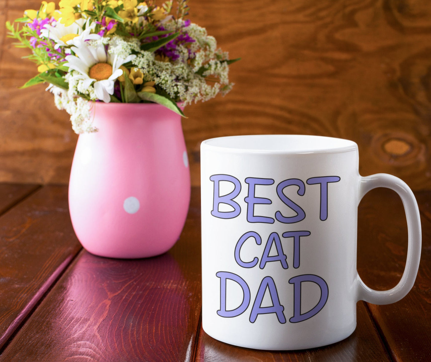Cat Mug Gift - Best Cat Dad - Nice Cute Funny Novelty Pet Owner Daddy Cup Present