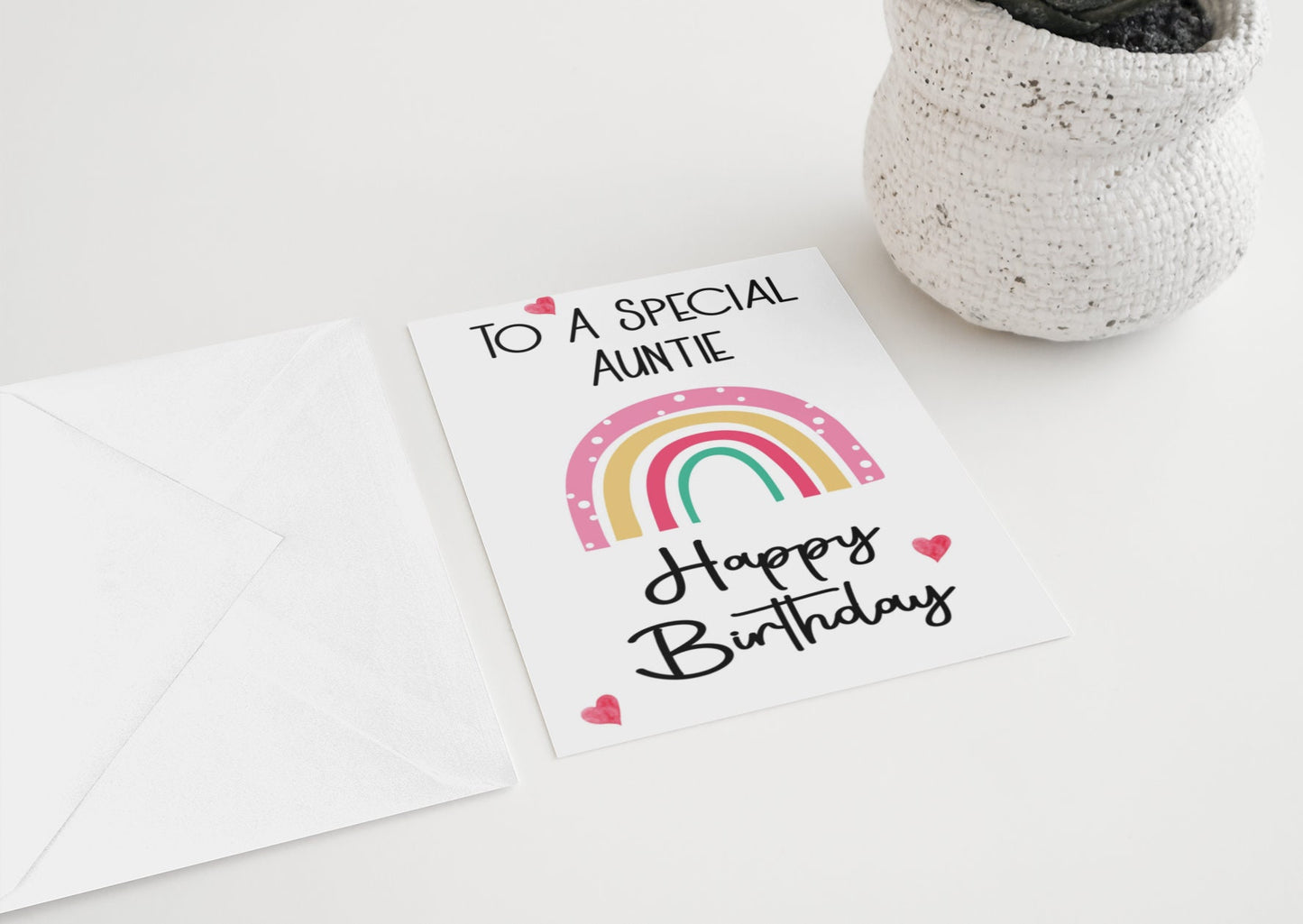 Auntie Birthday Card - To A Special Auntie - Rainbow - Nice Cute Novelty Greetings Card