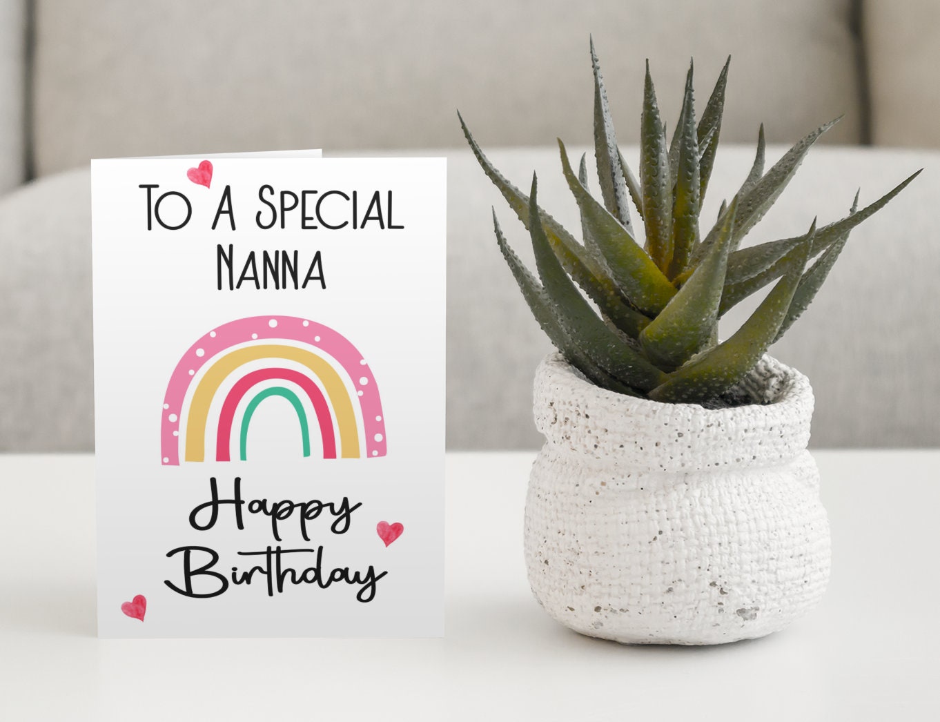 Nanna Birthday Card - To A Special Nanna - Rainbow - Nice Cute Novelty Greeting Card