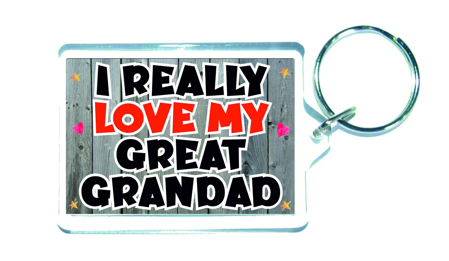 Great Grandad Keyring - I Really Love My Great Grandad - Fun Cute Novelty Present