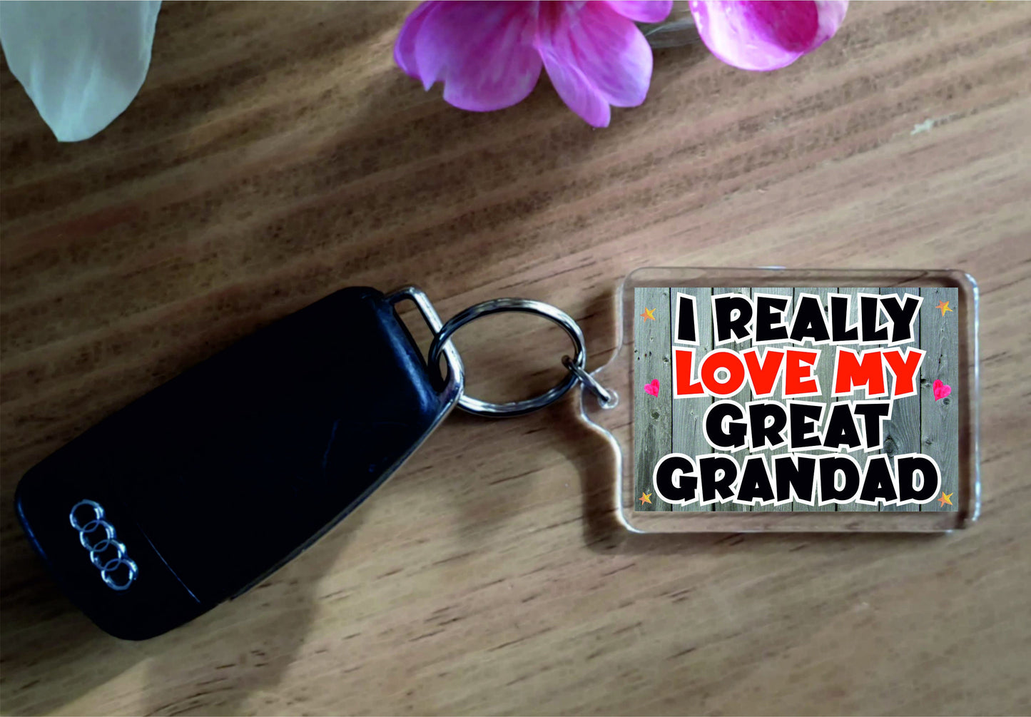 Great Grandad Keyring - I Really Love My Great Grandad - Fun Cute Novelty Present