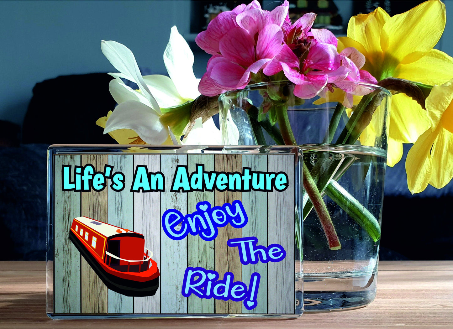 Canal Boat Fridge Magnet - Life's An Adventure Enjoy The Ride - Cute Fun Narrow Boat Novelty Present
