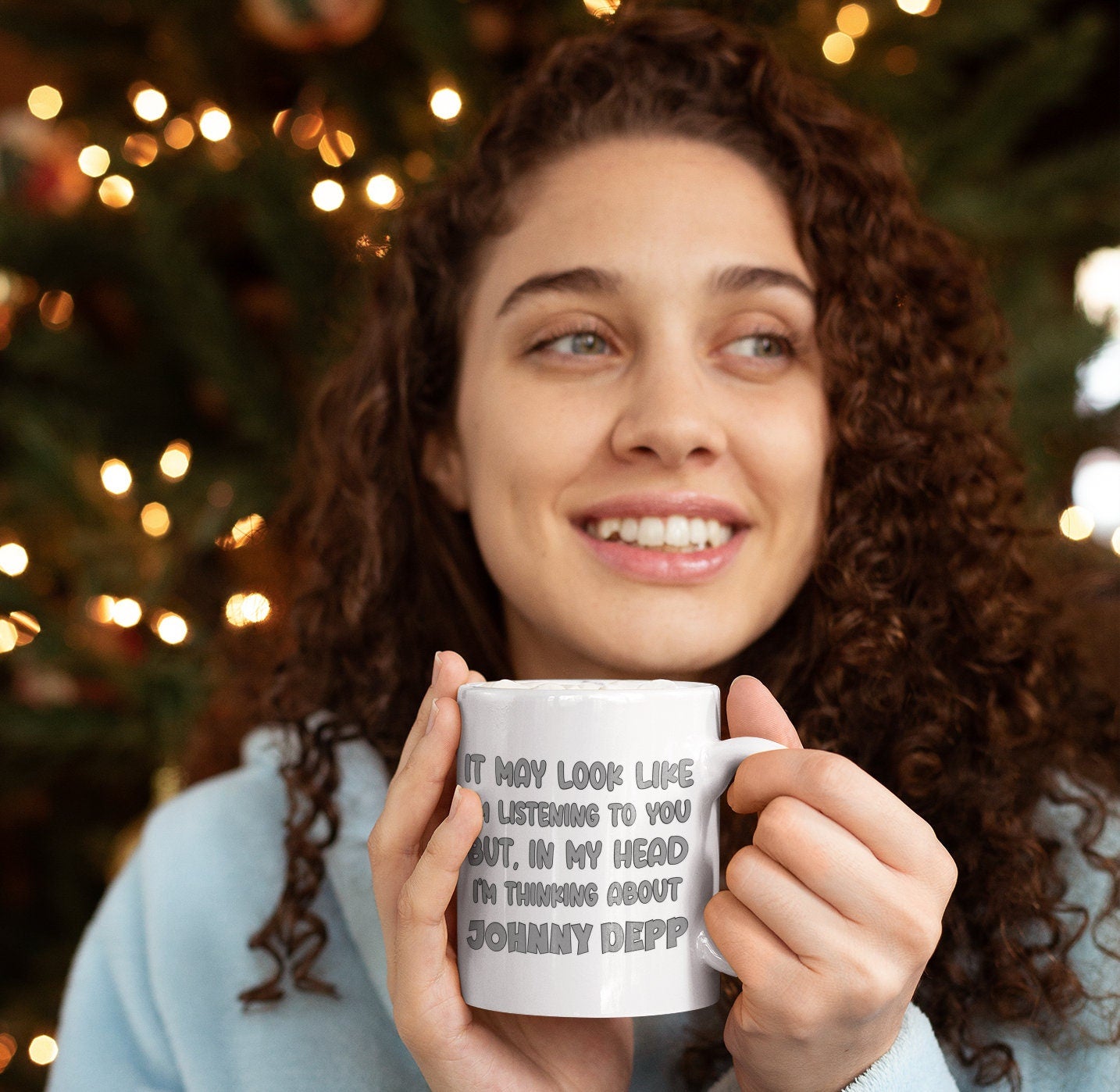Johnny Depp Mug Gift - May Look Like I'm Listening But I Am Thinking About - Cute Novelty Movie Star Fan Cup Present