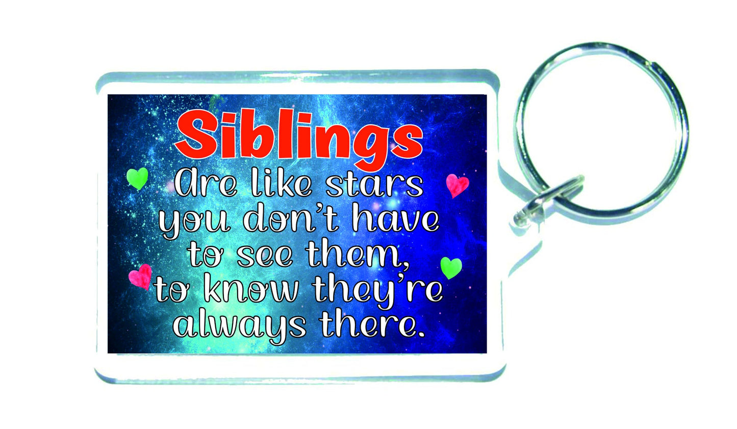 Brother Sister Keyring Gift - Siblings Are Like Stars - Fun Cute Novelty Birthday Xmas Present