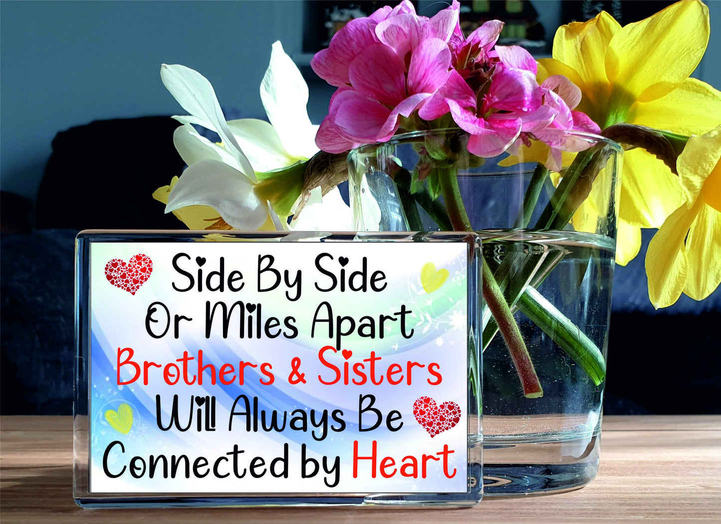 Brother Sister Fridge Magnet Gift - Side By Side Or Miles Apart - Fun Cute Novelty Present