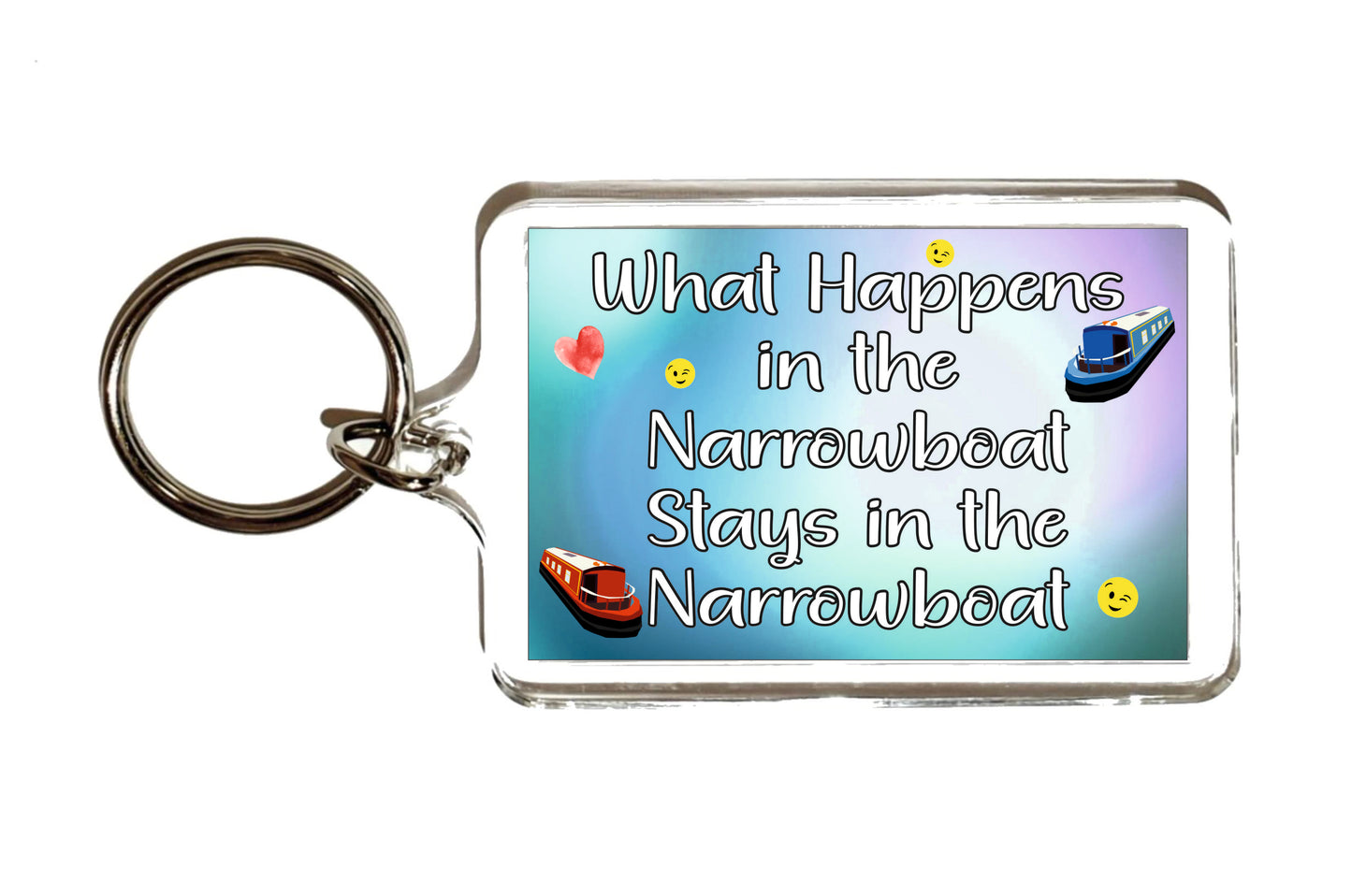 Narrowboat Keyring Gift - What Happens In The Narrowboat - Fun Cheeky Novelty Birthday Present