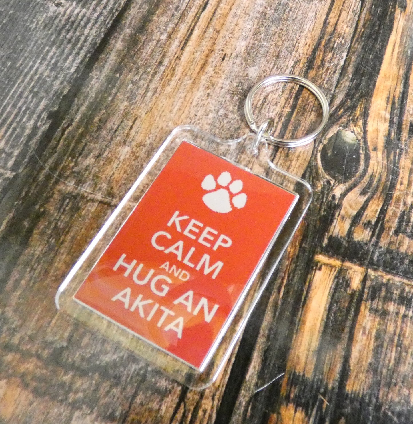 Akita Keyring Gift - Keep Calm And Hug An Akita - Fun Cute Dog Owner Lover Novelty Present