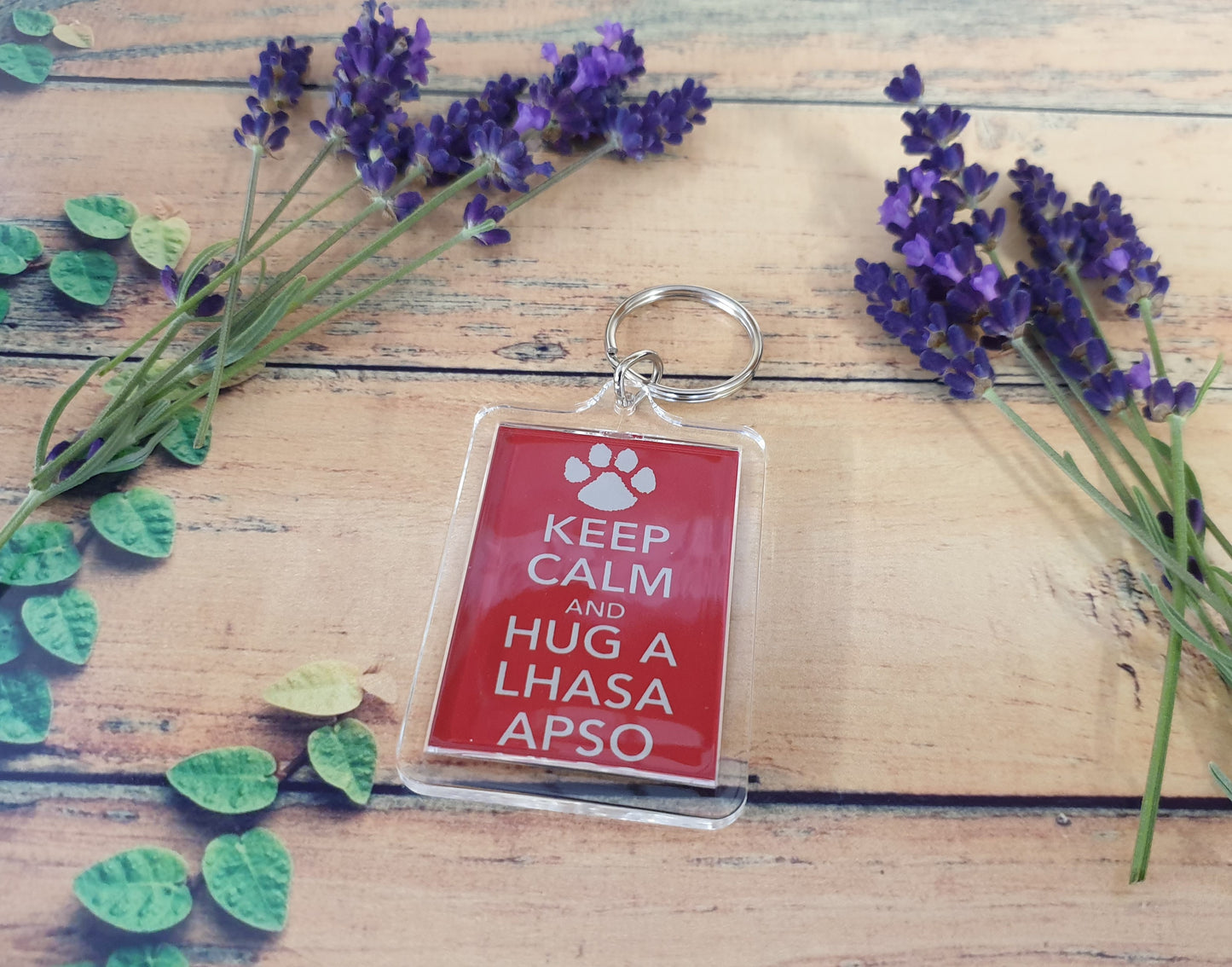 Lhasa Apso Keyring Gift - Keep Calm And Hug A Lhasa Apso - Fun Cute Dog Owner Lover Novelty Present