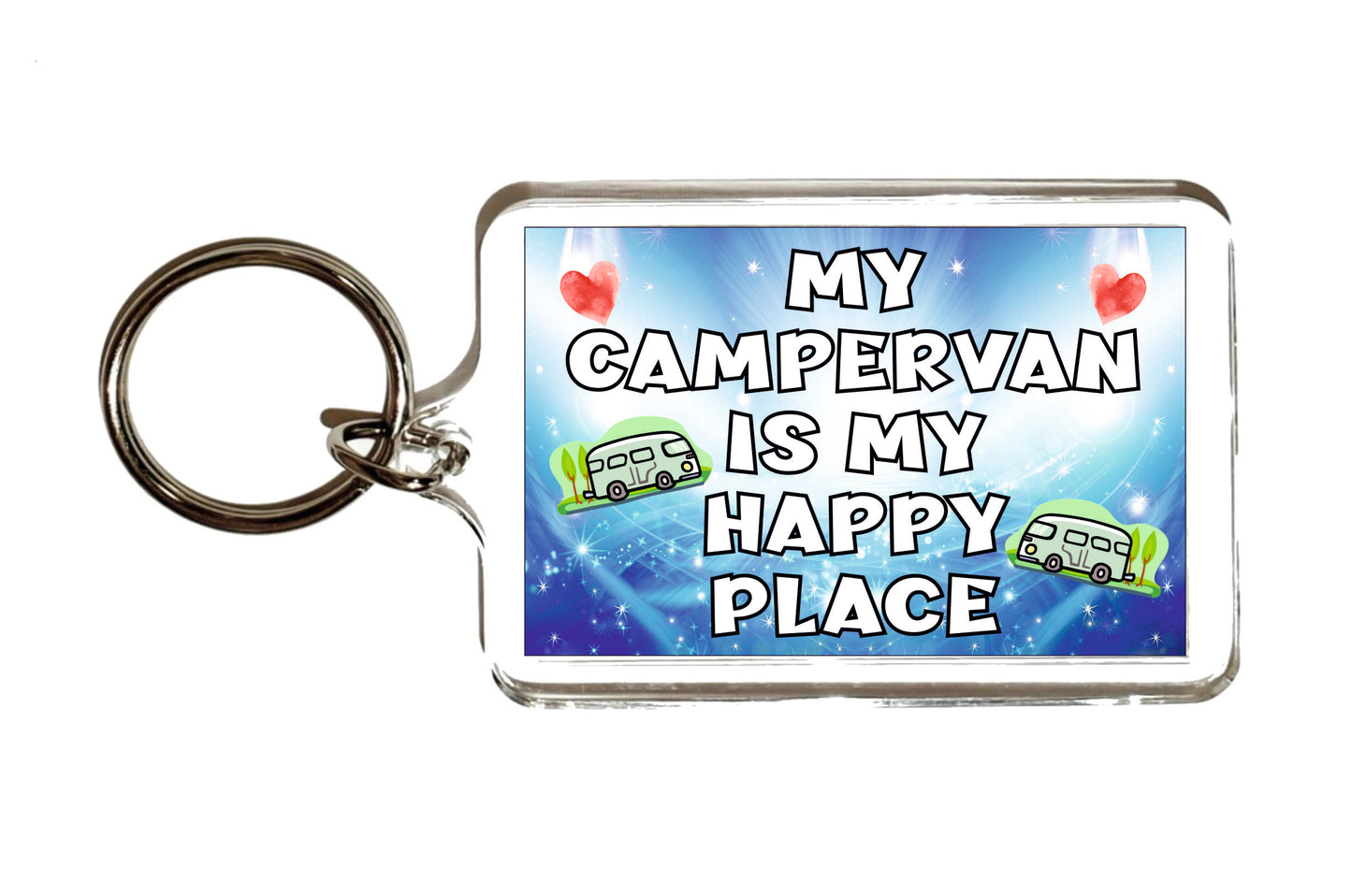 Campervan Keyring Gift - My Campervan Is My Happy Place - Fun Novelty Birthday Present