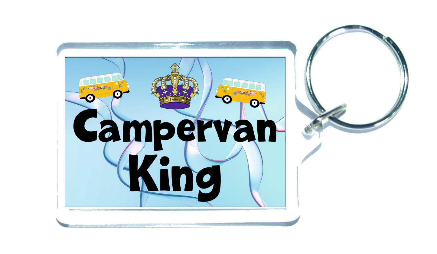 Campervan Keyring - Campervan King - Fun Cheeky Cute Gift - Novelty Birthday Present