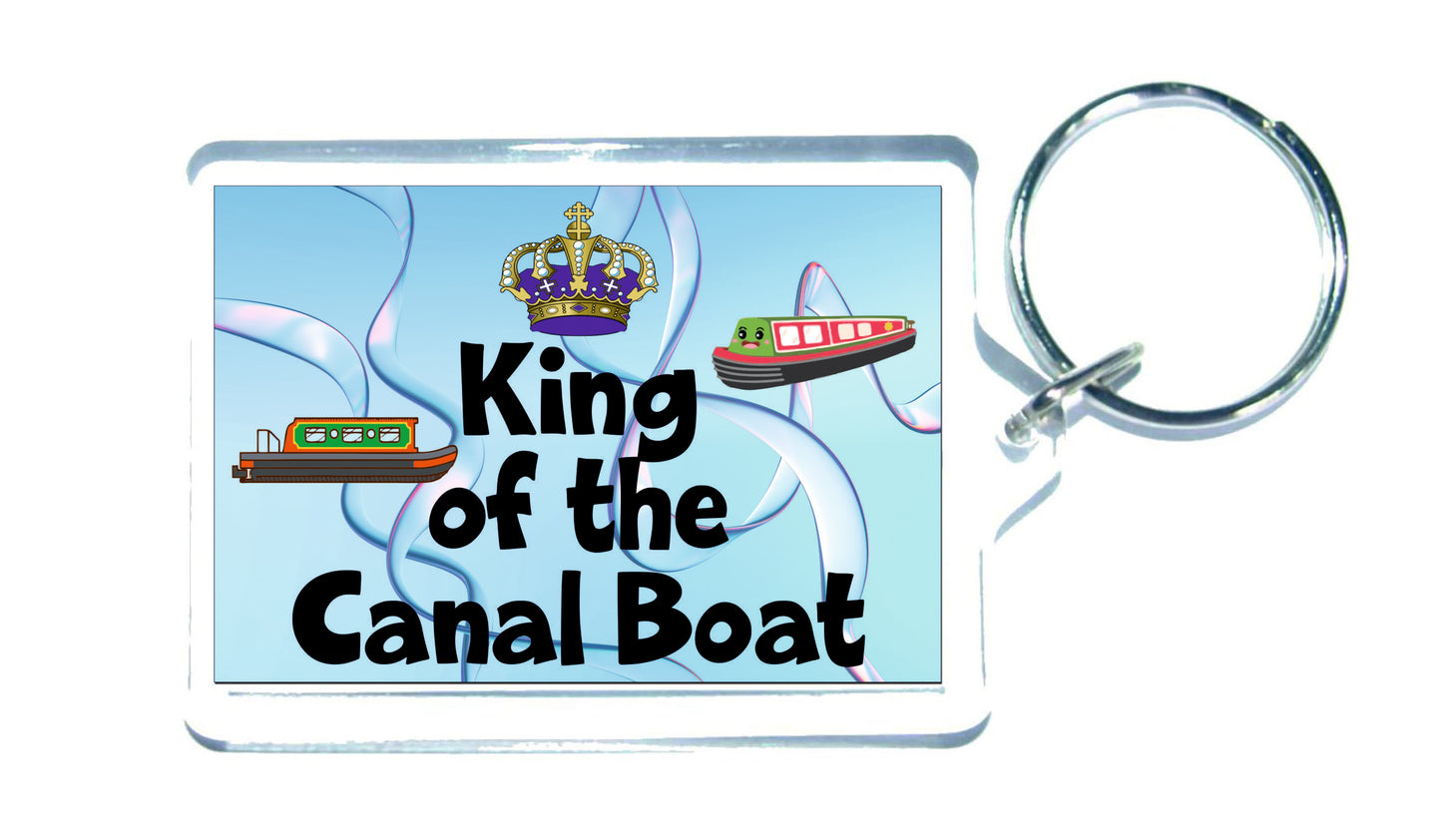 Canal Boat Keyring - King Of The Canal Boat - Fun Cheeky Cute Gift - Novelty Birthday Present