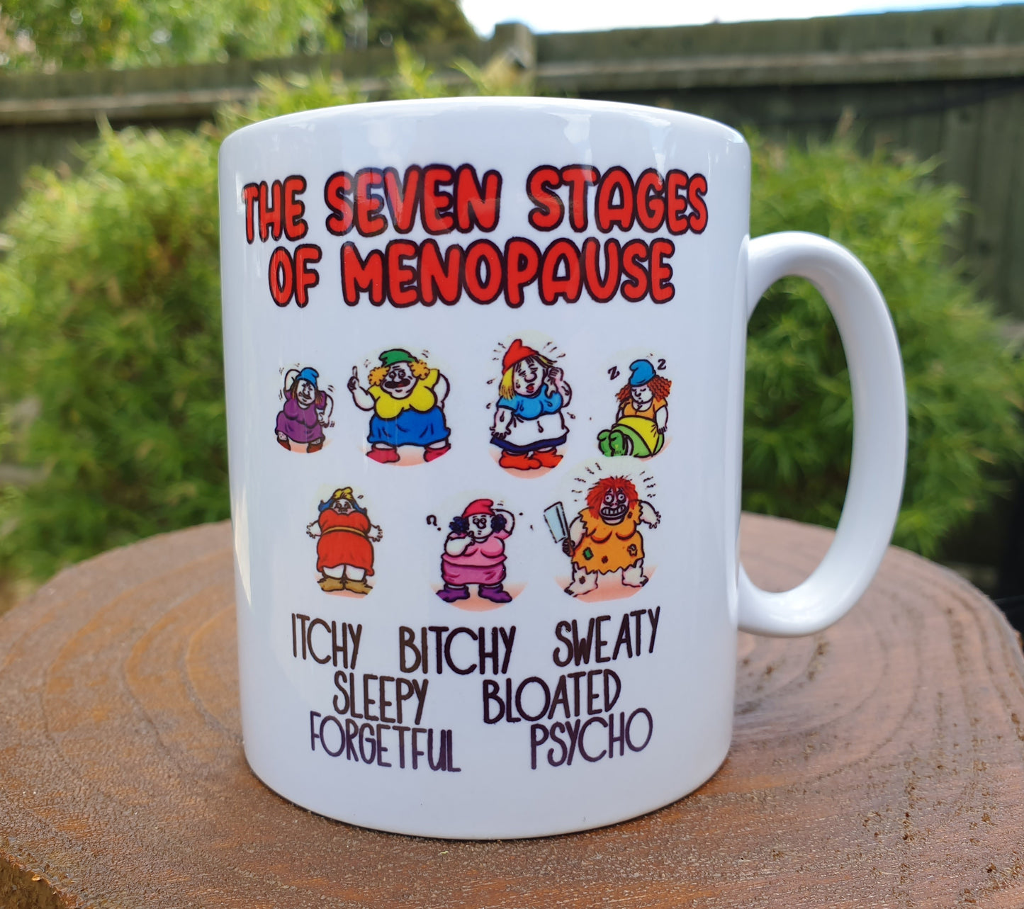 Menopause Mug Gift - The Seven Stages Of Menopause - Cute Funny Novelty Woman Girly Ceramic Cup Present
