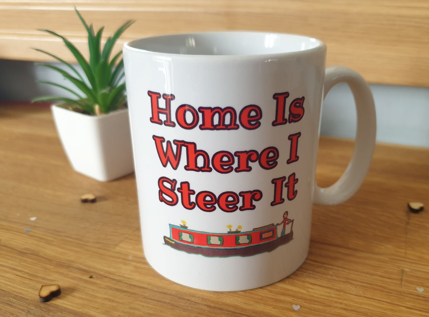 Canal Boat Mug Gift - Home Is Where I Steer It - Nice Novelty Funny Narrowboat Barge Holiday Travel Vacation Cup
