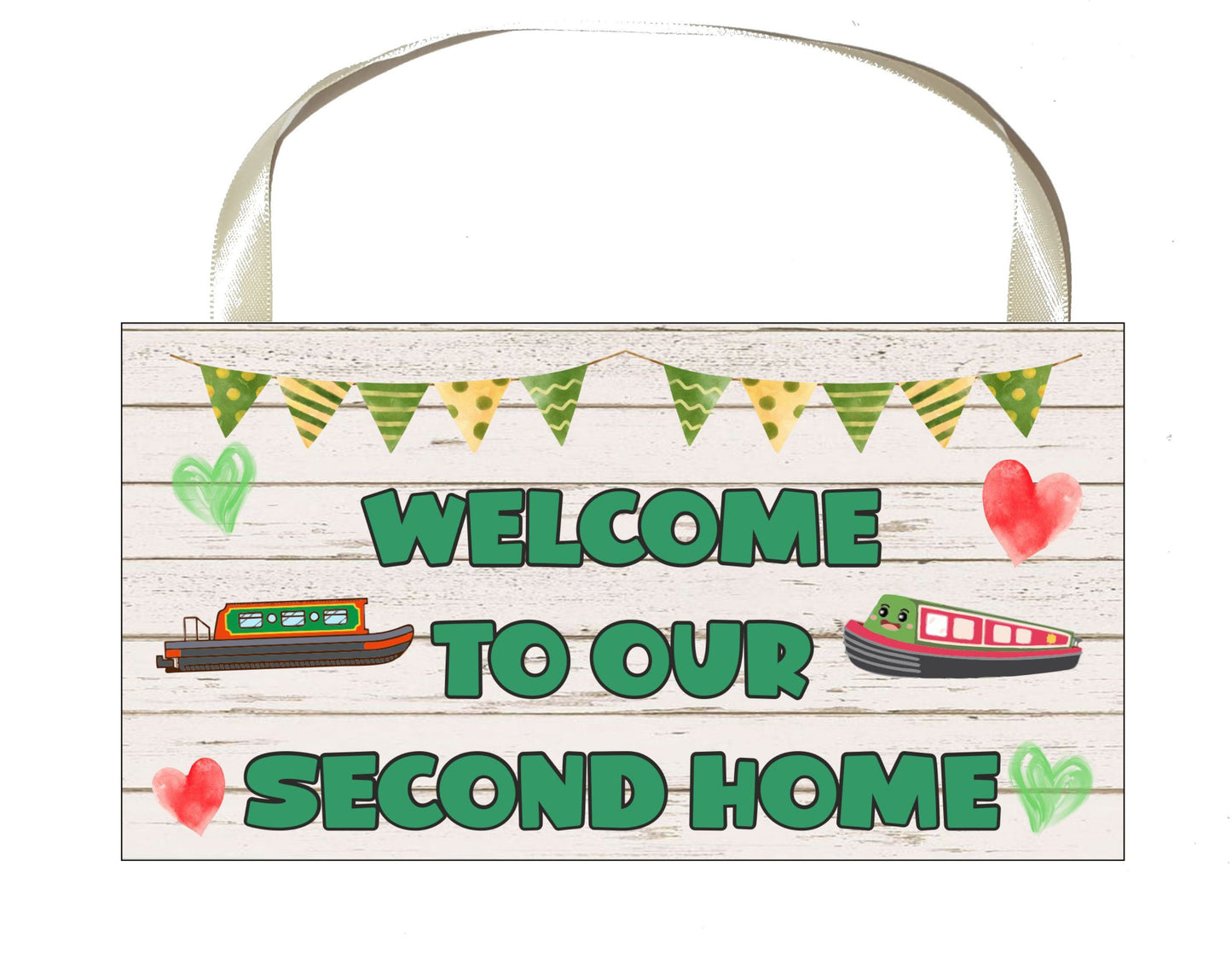 Narrowboat Plaque Gift - Welcome To Our Second Home - Fun Cute Birthday Novelty Present